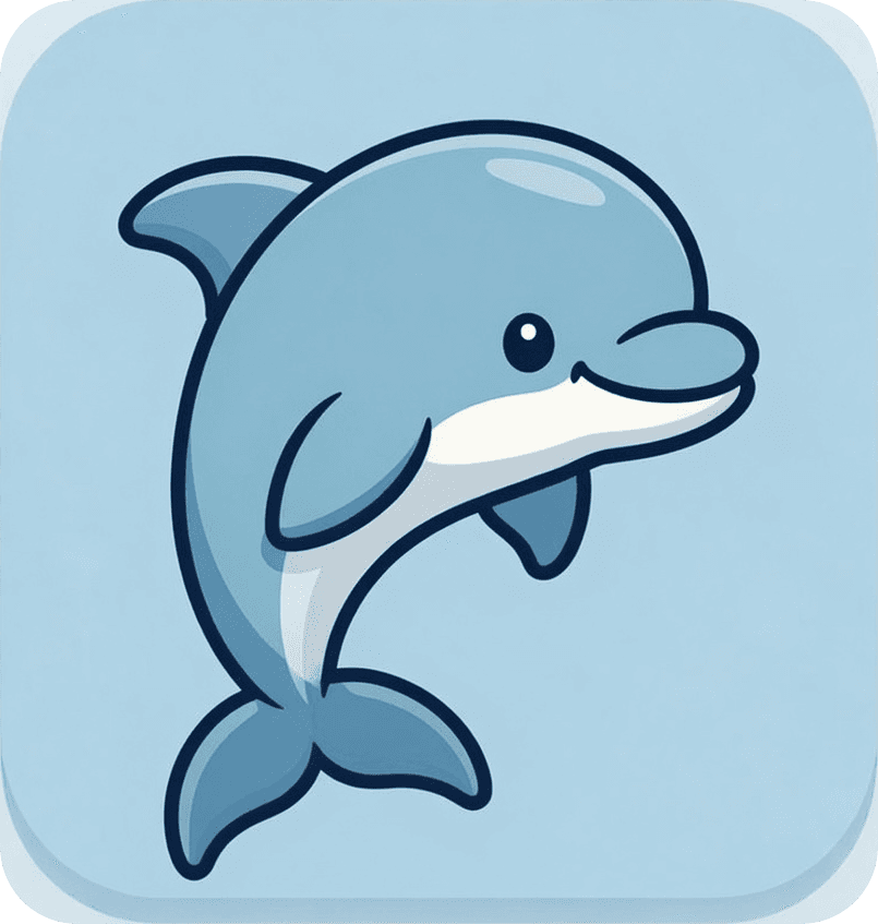 The dolfilm dolphin, leaping out of the water